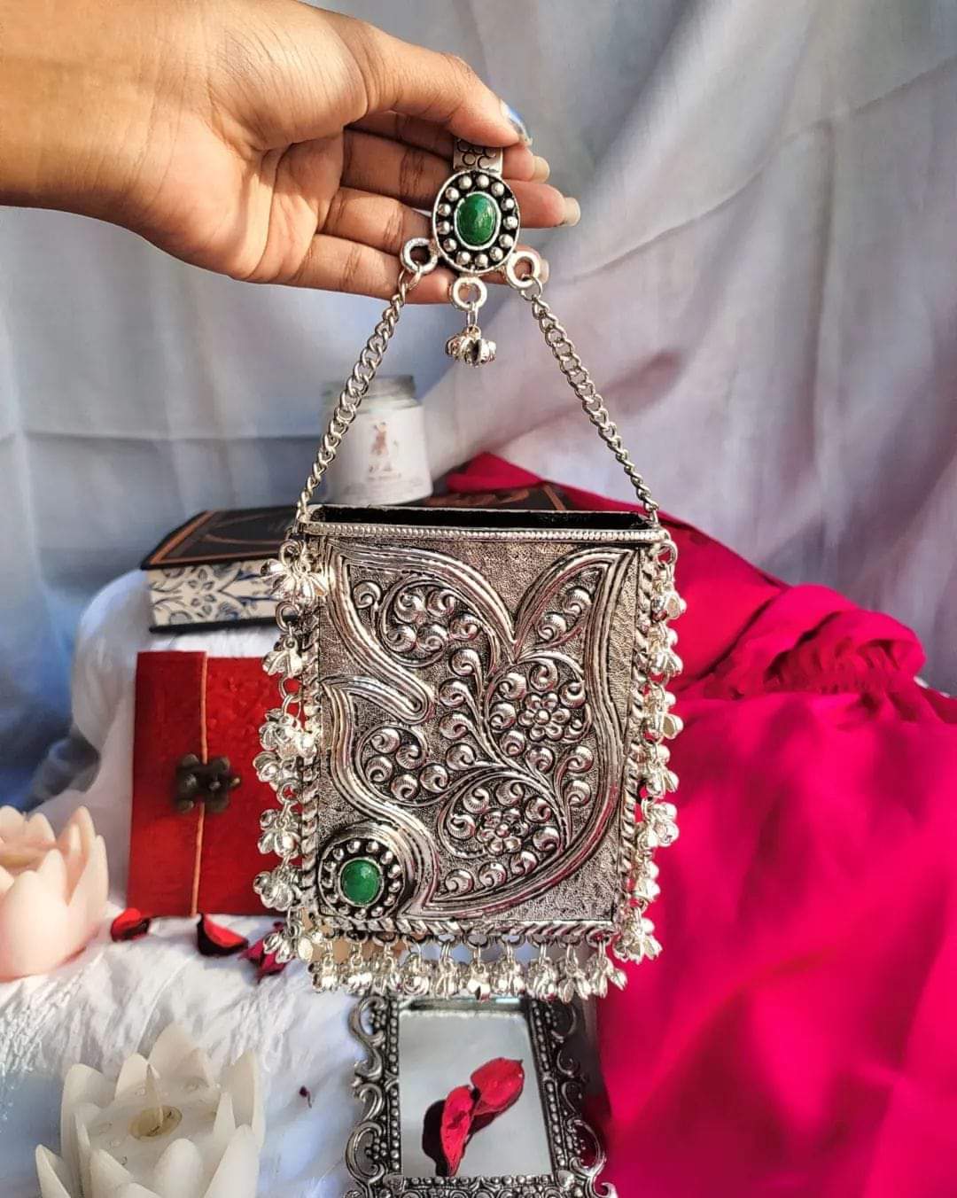 Exclusive Hand Carved High quality German Silver Purse