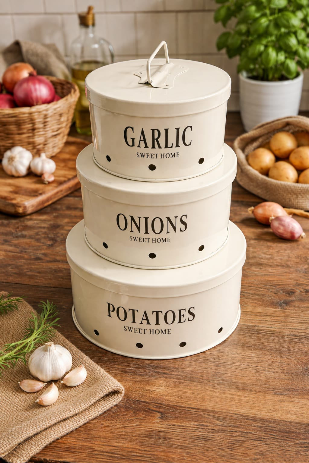 Round Vegetable Box Set Of 3