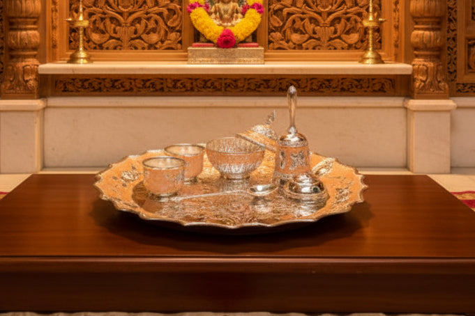 German Silver Enamel Pooja Thali – Italian Finish