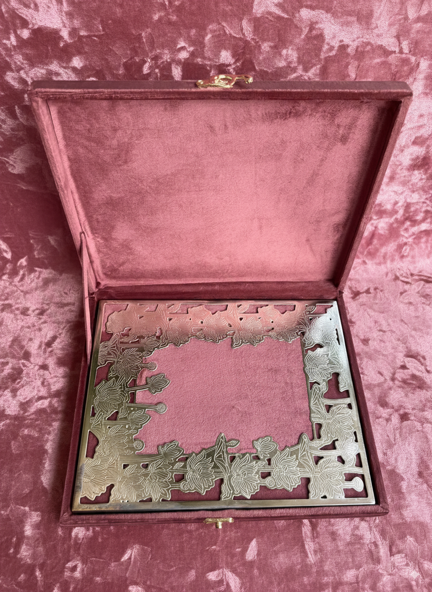 German Silver Rose Photo Frame