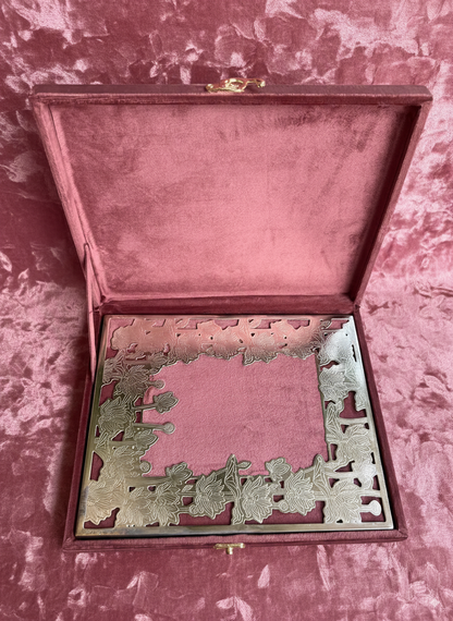 German Silver Rose Photo Frame