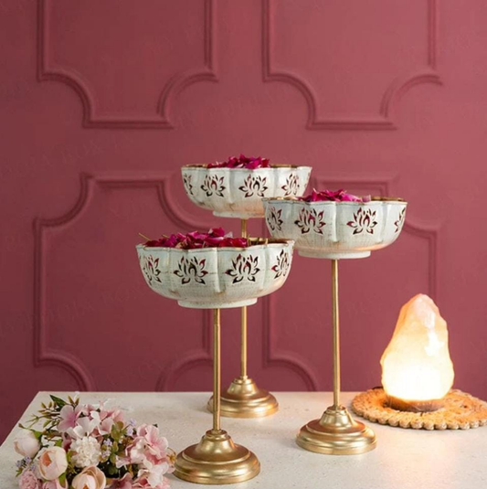 Lotus Urli With Stand Set Of 3