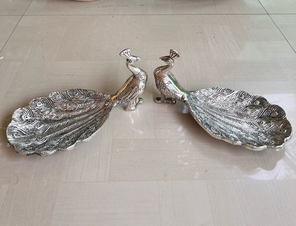 German Silver Peacock Tray