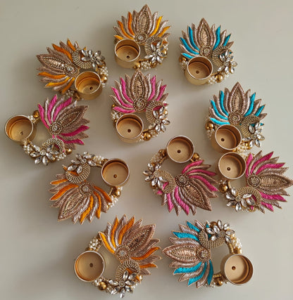 Zardozi Kundan Work Tealight Holders