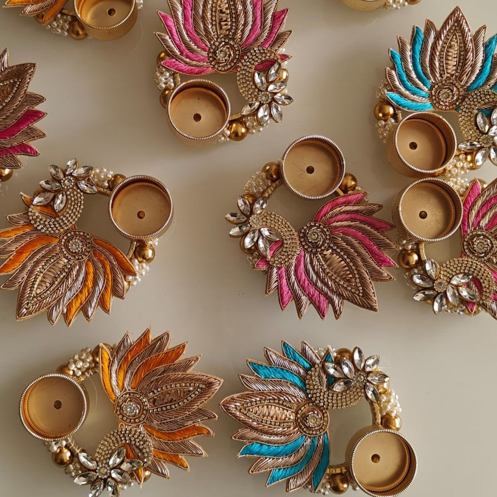 Zardozi Kundan Work Tealight Holders
