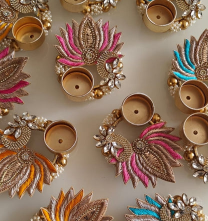 Zardozi Kundan Work Tealight Holders