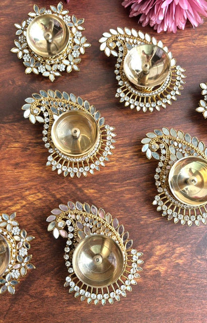 Brass Stone & Mirror Work Diya