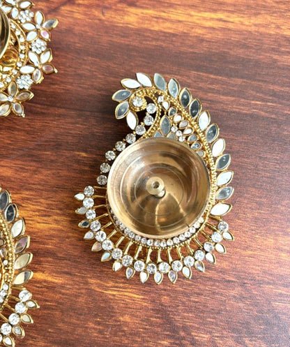 Brass Stone & Mirror Work Diya