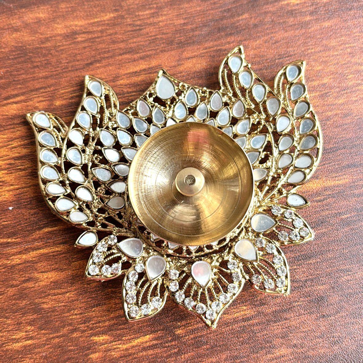 Brass Stone & Mirror Work Diya