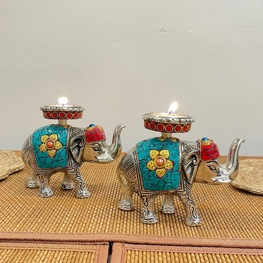 Silver plated Elephant Tea light Holder