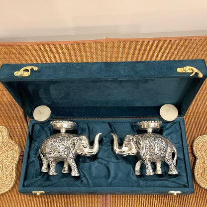 Silver Plated Elephant With Tealight Holder On Top