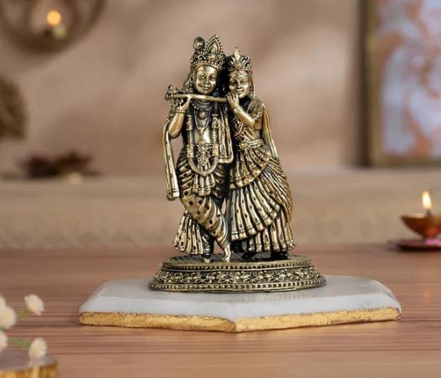 Brass Radha krishna Idol Standing pose