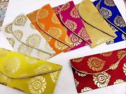 Raw Silk Fabric Brocade Design Money Gift (Shagun) Envelopes