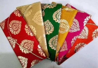 Raw Silk Fabric Brocade Design Money Gift (Shagun) Envelopes