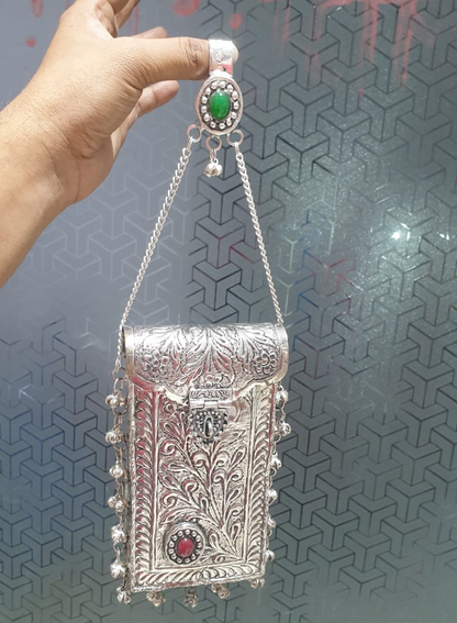 Women’s German Silver Antique Hand Carved Purse
