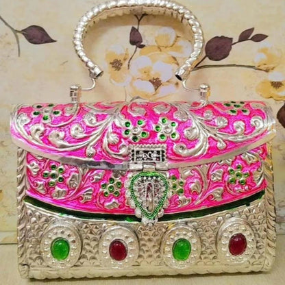 Women's Exclusive Royal Antique German Silver Hand Carved Purse