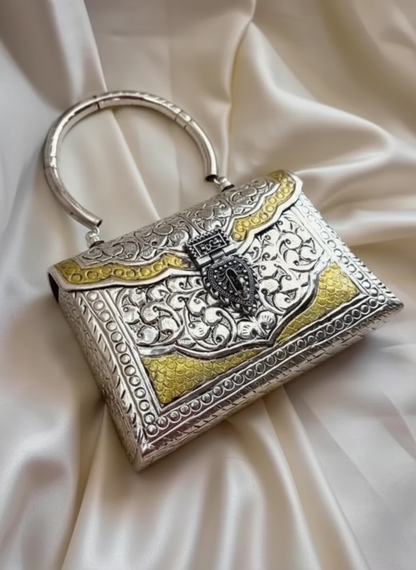 Women's Exclusive Hand Carved German Silver Purse