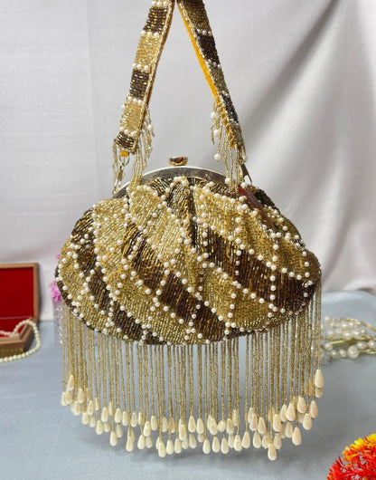 Women's Classy Cutdana Work katli Half frame clutch