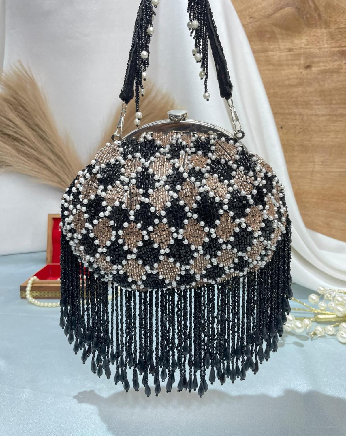 Women's Classy Cutdana Work katli Half frame clutch