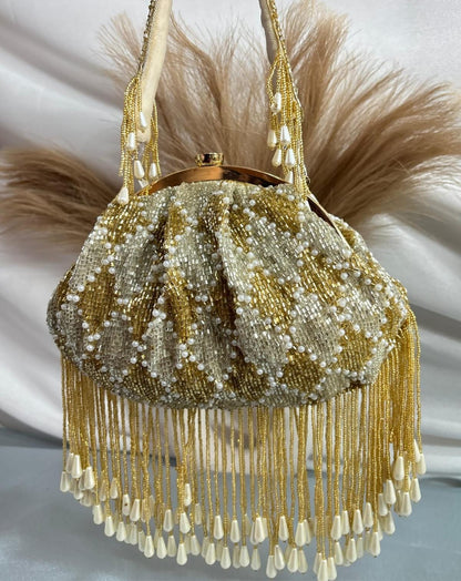 Women's Classy Cutdana Work katli Half frame clutch