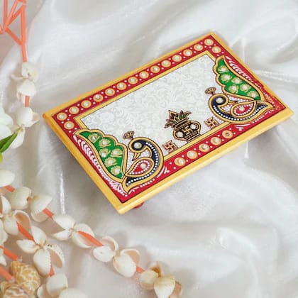 Marble Pooja Chowki For Home Mandir Idols Statues Pratima-Bajot For God