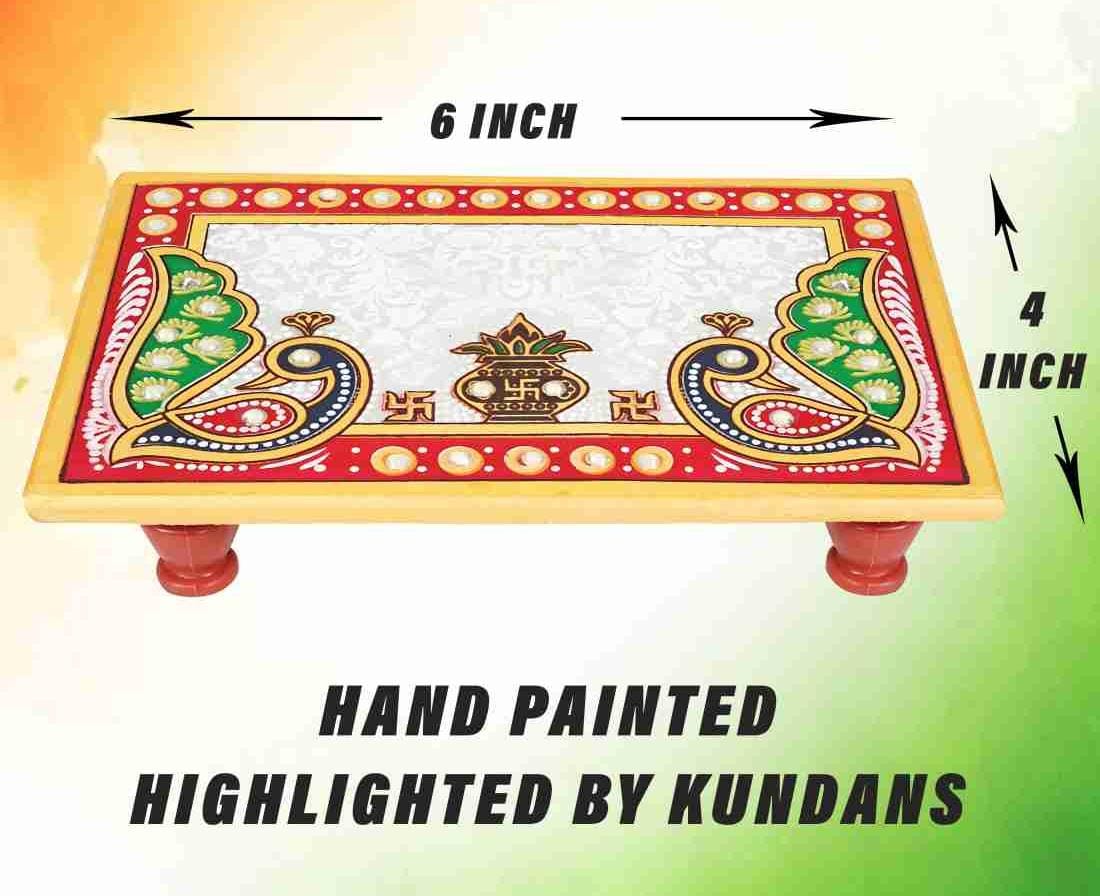Marble Pooja Chowki For Home Mandir Idols Statues Pratima-Bajot For God