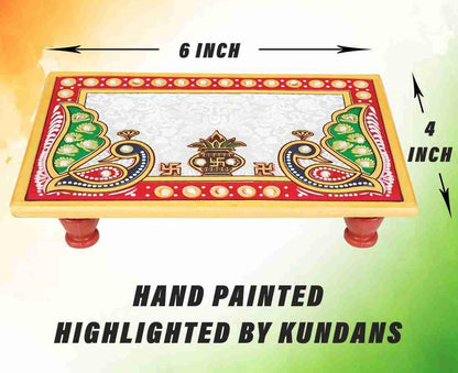 Marble Pooja Chowki For Home Mandir Idols Statues Pratima-Bajot For God