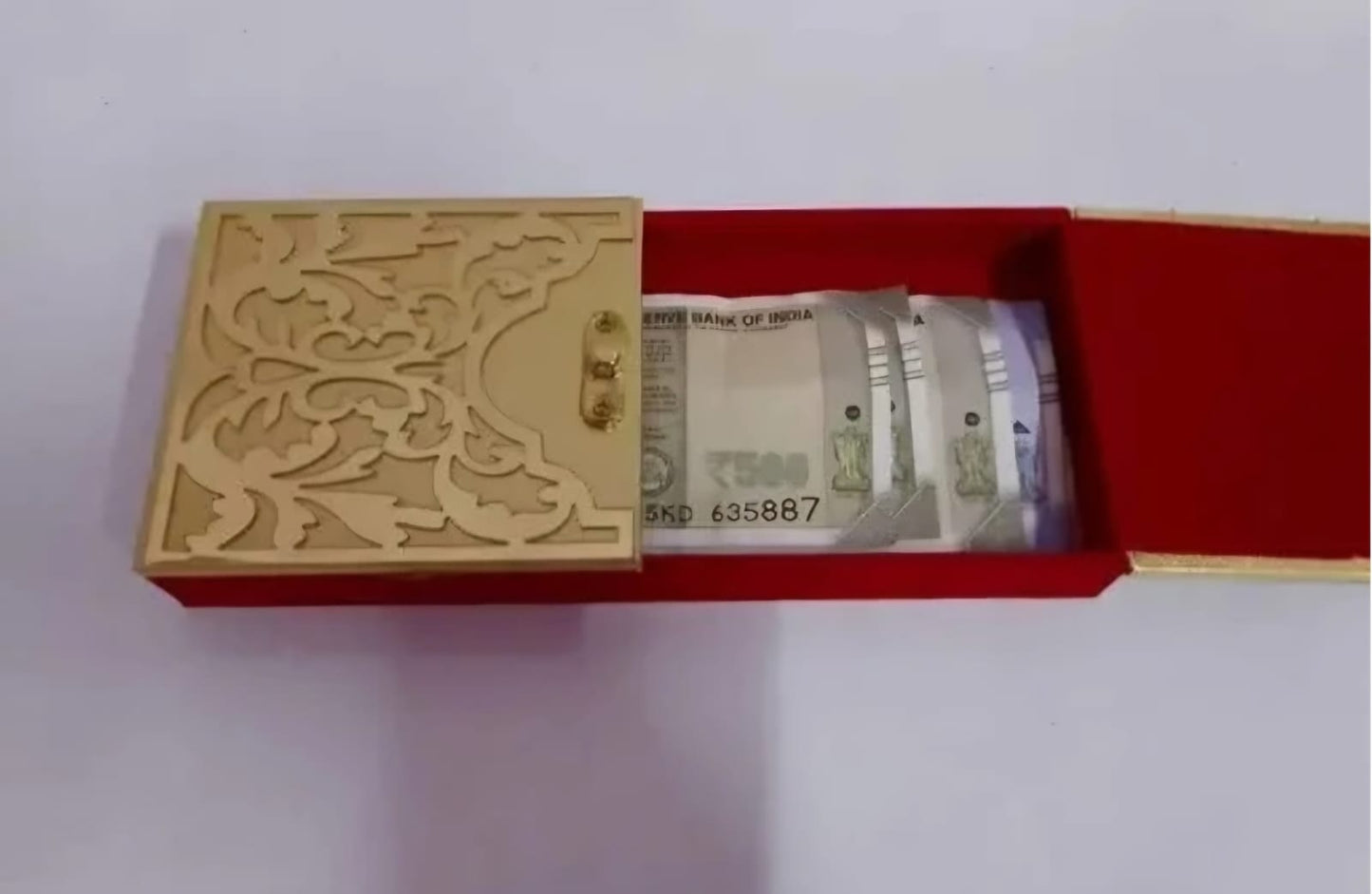 Cash Box With Clip/Money Box Envelop (pack Of 1 pc) Red Velvet Design