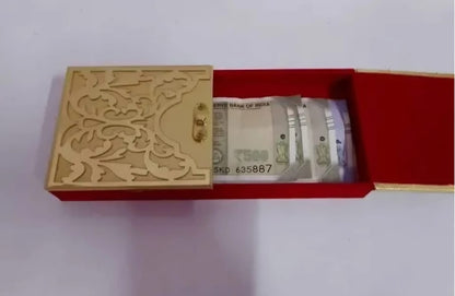 Cash Box With Clip/Money Box Envelop (pack Of 1 pc) Red Velvet Design