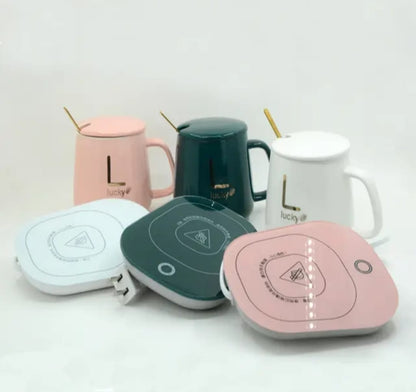 Electric Ceramic Beverage Warmer for Coffee, Milk, Tea Set of 4