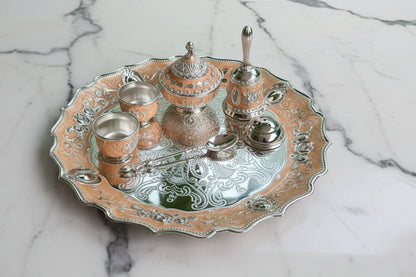 German Silver Enamel Pooja Thali – Italian Finish