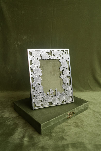 German Silver Rose Photo Frame