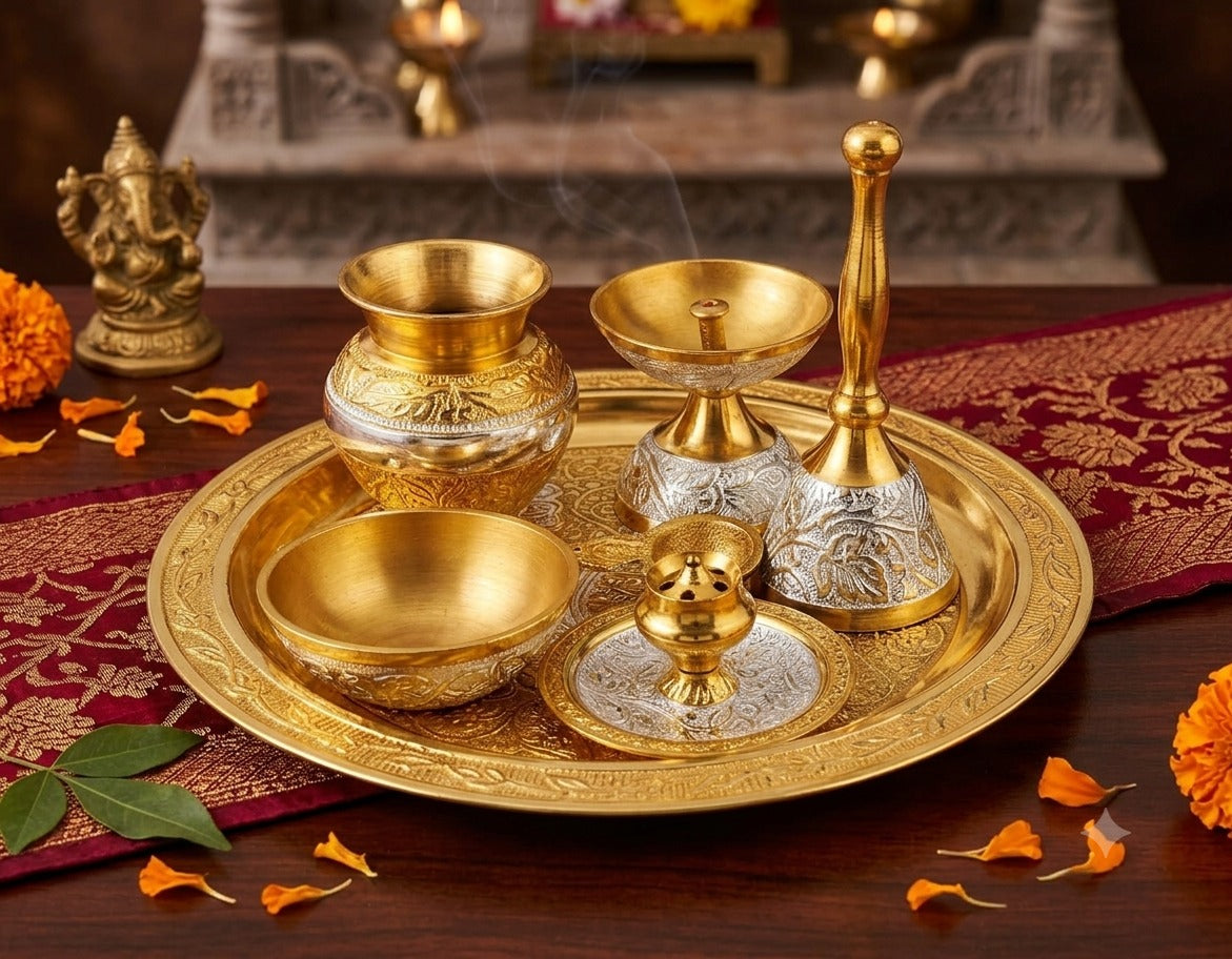 Premium Brass Pooja Thali Set