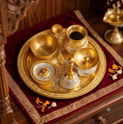 Premium Brass Pooja Thali Set