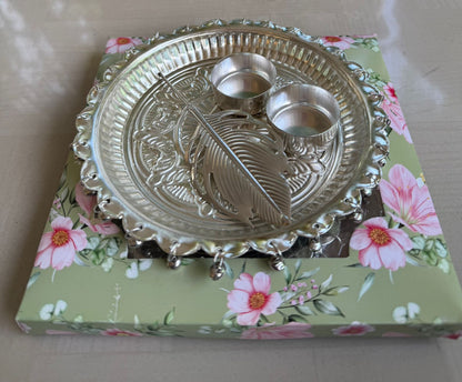 German Silver Pooja Thali Set