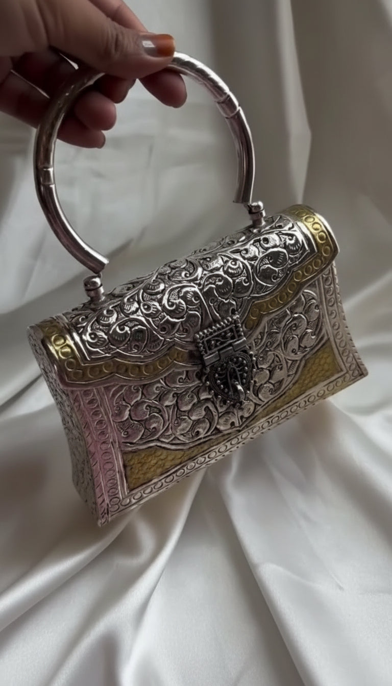 Women's Exclusive Hand Carved German Silver Purse