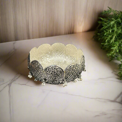 German Silver Hand-Engraved Urli / Fruit Bowl