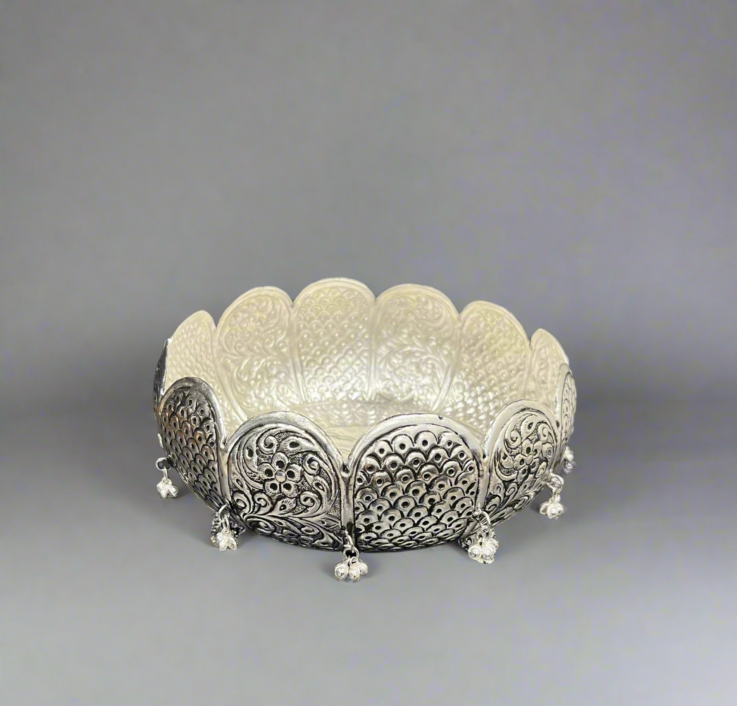 German Silver Hand-Engraved Urli / Fruit Bowl