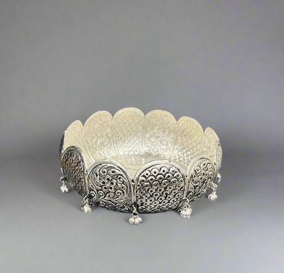 German Silver Hand-Engraved Urli / Fruit Bowl