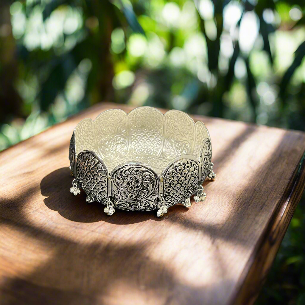 German Silver Hand-Engraved Urli / Fruit Bowl