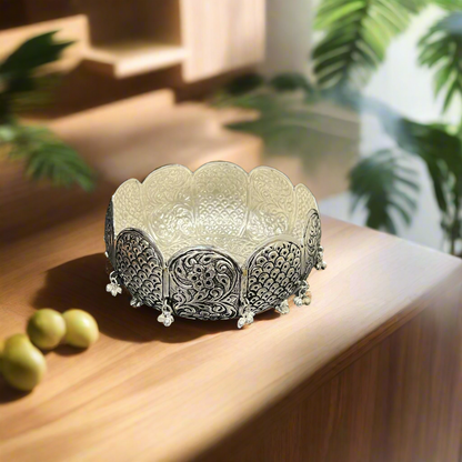 German Silver Hand-Engraved Urli / Fruit Bowl