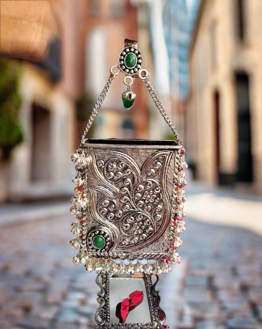 Exclusive Hand Carved High quality German Silver  Purse