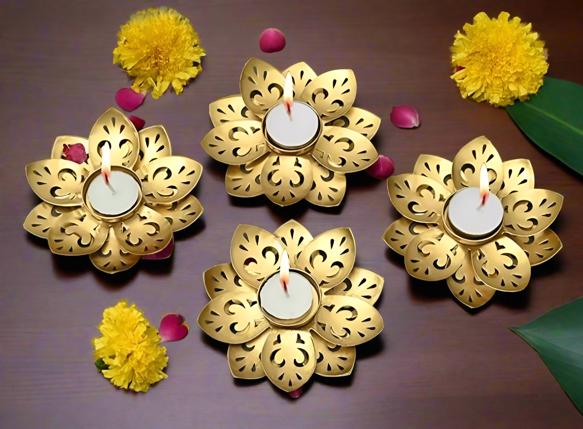 Metal Flower Tealight Holder