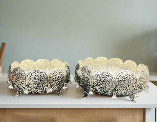 German Silver Hand-Engraved Urli / Fruit Bowl